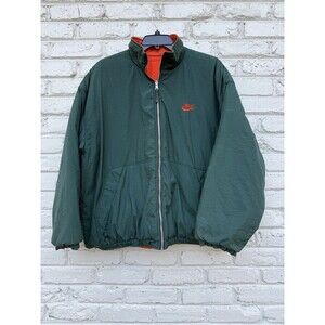 Vintage 90s Nike Reversible Puffer Jacket-L/XL Orange/Green Big Center Swoosh